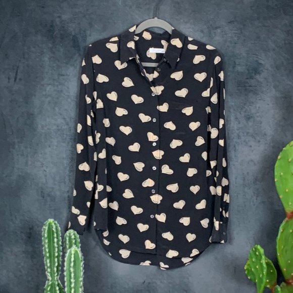 CLEARANCE Equipment Femme Washed Silk Heart Blouse